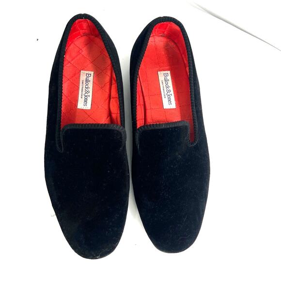 Bullock & Jones Men\'s 7 Luxury Black Velvet Albert House Slippers Slip-On Shoes